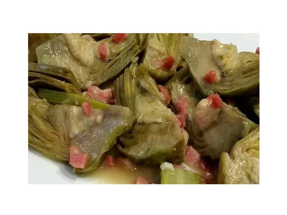 Receita de alcachofras com presunto no Thermomix
