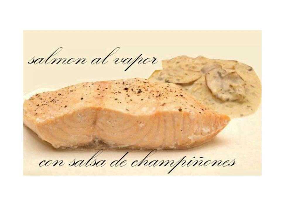 Salm&atilde;o cozido no vapor com molho de cogumelos e thermomix