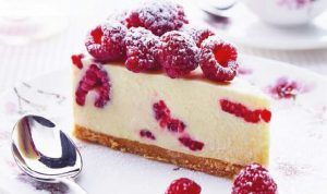 Cheesecake e chocolate branco com framboesa assada com Thermomix
