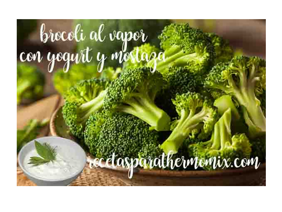 Brócolis cozido no vapor com iogurte e molho de mostarda em thermomix