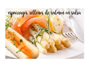 Espargos recheados com salmão com molho picante e thermomix