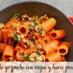 macarrão gaspacho com migalhas e ovo para Thermomix