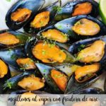 Mexilhões cozidos no vapor com fritadeira