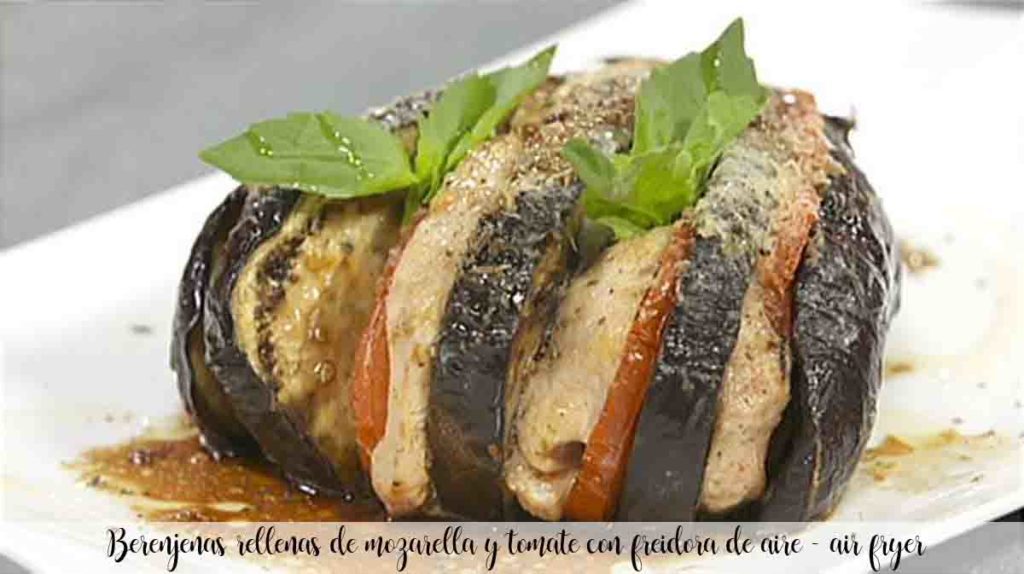 Berinjela recheada com mussarela e tomate com air fryer - air fryer