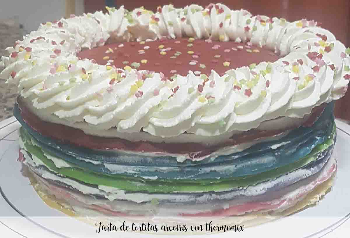 Bolo de panqueca arco-íris com thermomix
