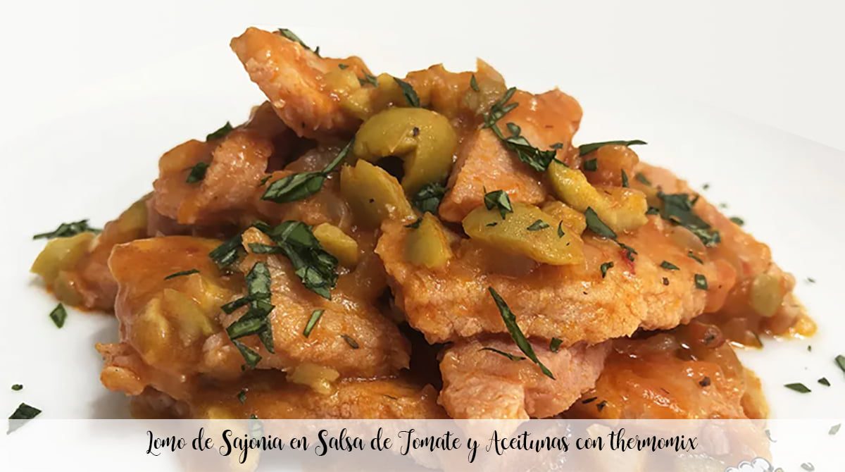 Lombo da Saxônia em molho de tomate e azeitonas com thermomix