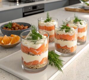 Verrine de salmão e queijo branco com termomix