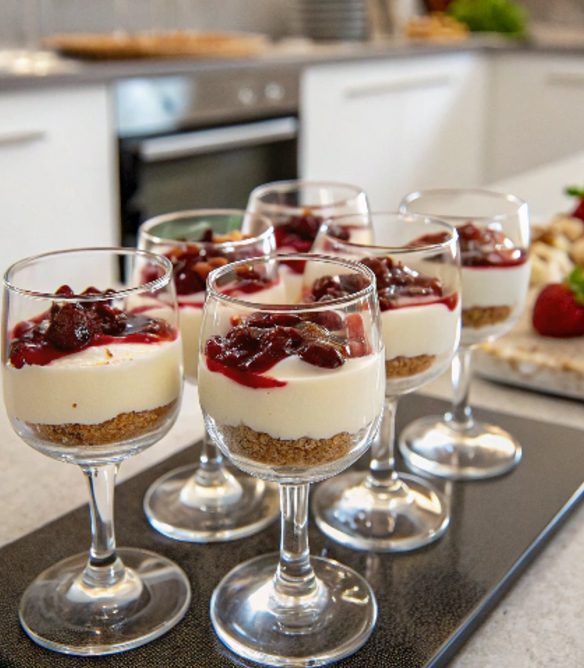 Cheesecake de cereja com Thermomix em copos