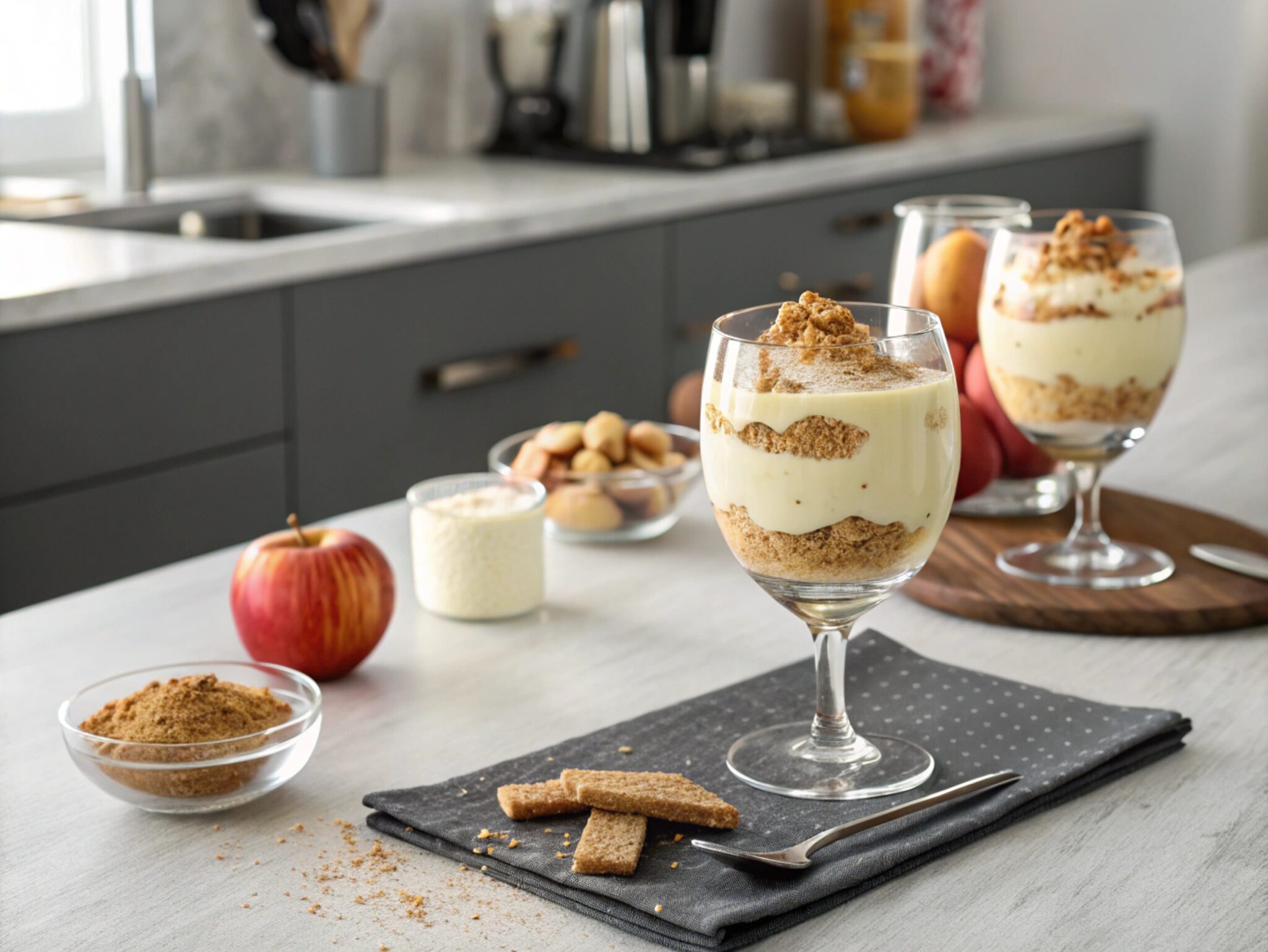 Mousse de gemada e maçã com biscoitos com termomix