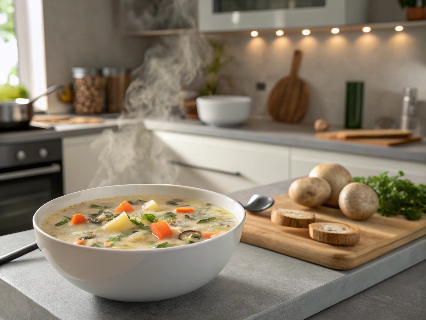 Sopa de cogumelos e batatas com Thermomix