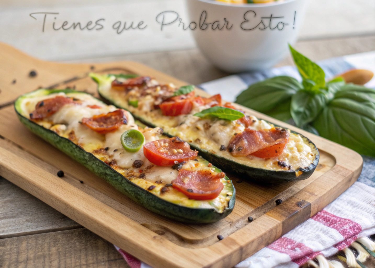 Calabacinas recheadas com tomate e mozaella com Fredioora de Aire – Airfryer